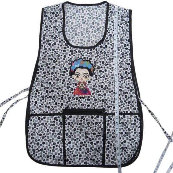 Craft Apron Mexican Artisan Little Frida Embroidered -One Size-zippered pocket - Picture 6 of 7